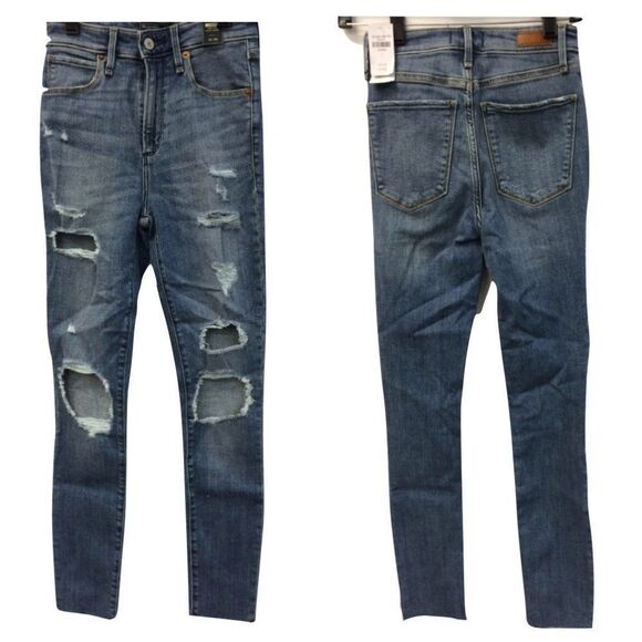 Distressed Ripped High Rise Super Skinny Jeans - 24short / 00short - Picture 2 of 5